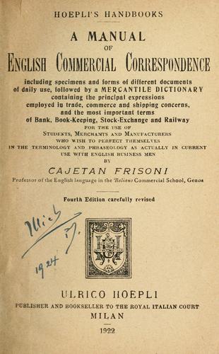 A manual of English commercial correspondence ...