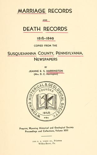 Marriage records and death records 1816-1848