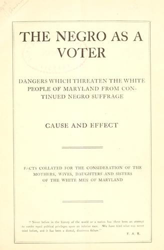 The Negro as a voter