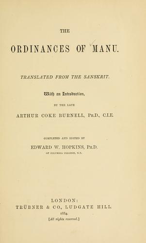 The ordinances of Manu