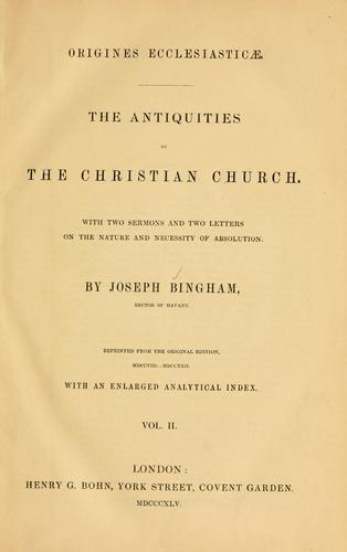 Origines ecclesiasticæ.