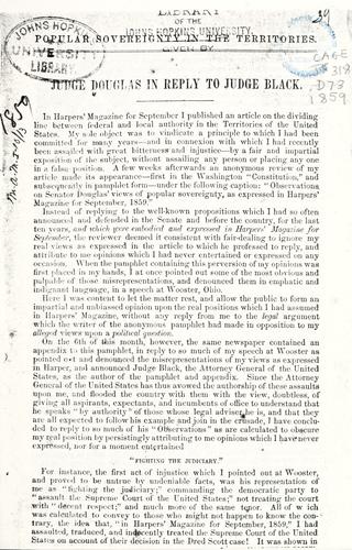 Popular sovereignity in the territories.