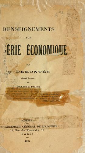 Renseignements sur l'Algérie économique.