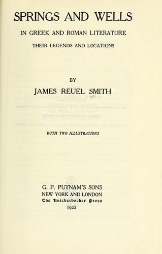 Springs and wells in Greek and Roman literature