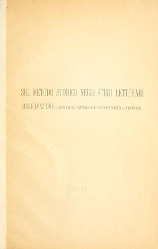 Sul metodo storico negli studi letterari