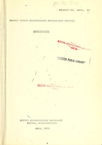 Sumner street neighborhood development program application.