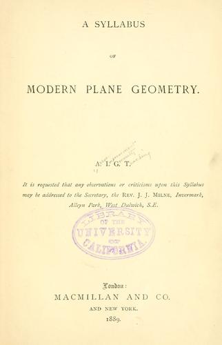 A syllabus of modern plane geometry