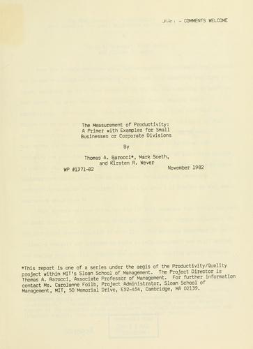 The measurement of productivity