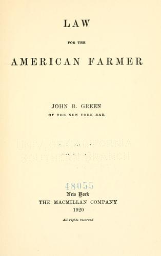 Law for the American farmer