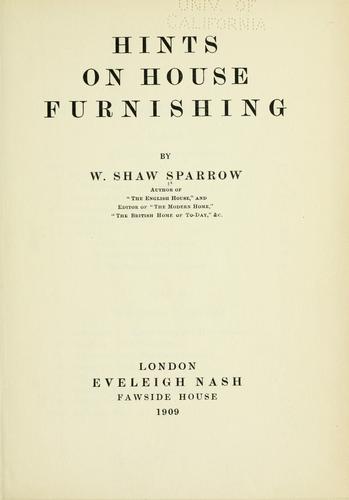 Hints on house furnishing