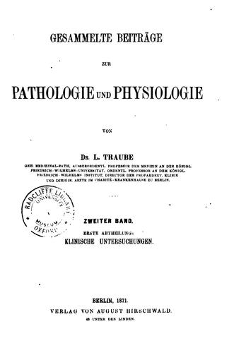 Gesammelte beitra ge zur pathologie und physiologie