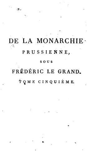 De la monarchie prussienne, sous Frédéric le Grand
