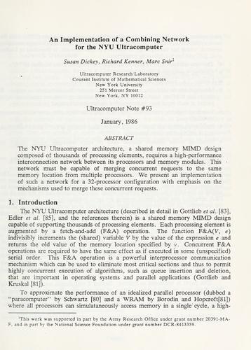 An implementation of a combining network for the NYU ultracomputer.