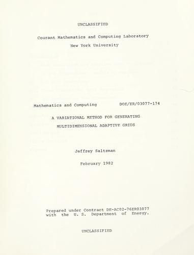 A variational method for generating multidimensional adaptive grids.