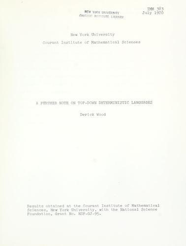 A further note on top-down deterministic languages.