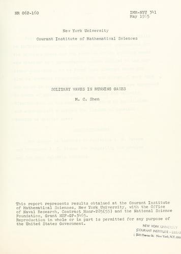 Solitary waves in running gases.