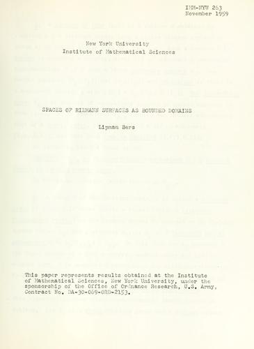 Spaces of Riemann surfaces.