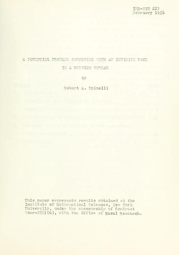 A potential problem connected with an infinite dock in a running stream.