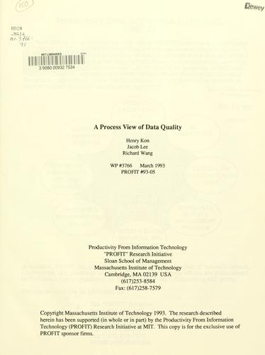 A process view of data quality