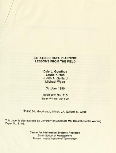 Strategic data planning