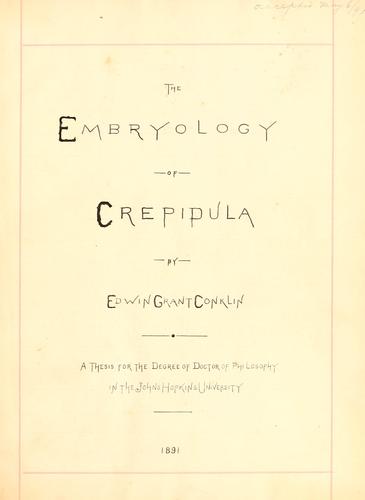 The embryology of Crepidula.