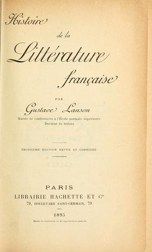 Histoire de la littérature française.