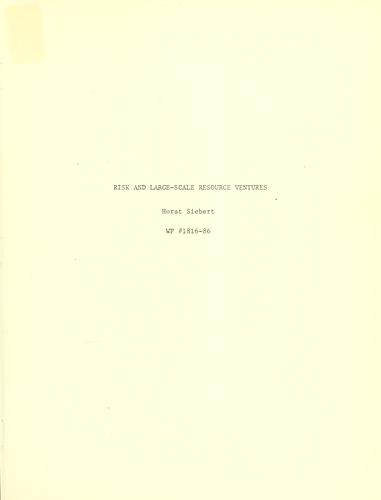 Risk and large-scale resource ventures