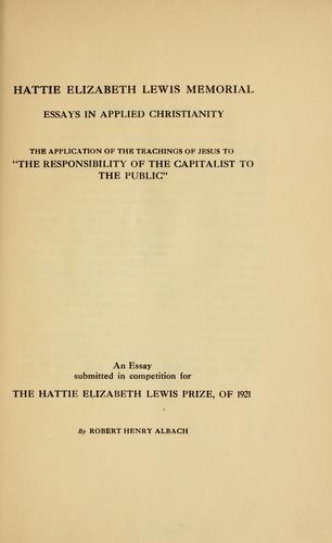 The application of the teachings of Jesus to "The responsibility of the capitalist to the public"