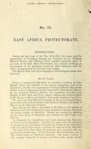 Report on the geology and geography of the northern part of the East Africa Protectorate