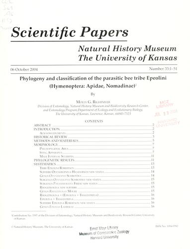 Phylogeny and classification of the parasitic bee tribe Epeolini (Hymenoptera: Apidae, Nomadinae)