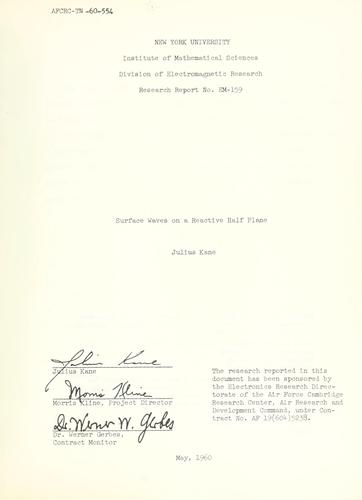 Surface waves on a reactive half plane.