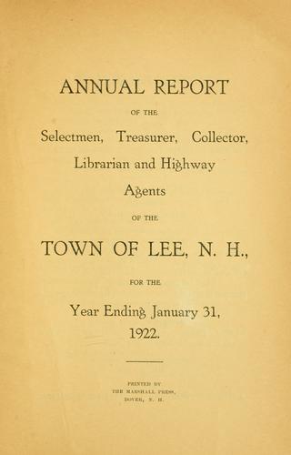 Report of the superintending school committee of the Town of Lee, N.H. for the year ending ..