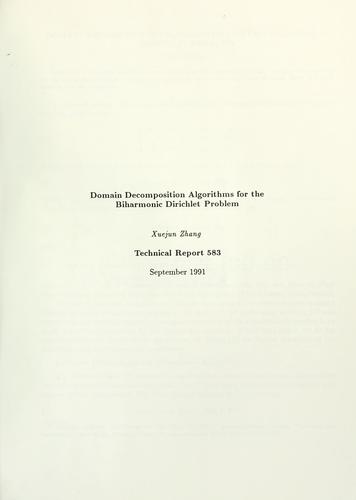 Domain decomposition algorithms for the biharmonic Dirichlet problem.