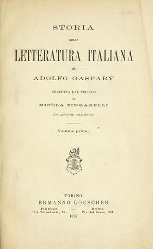 Storia della letteratura italiana, di Adolfo Gaspary.