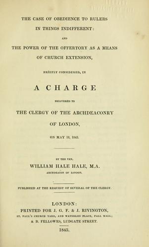 The Case of obedience to rulers in things indifferent