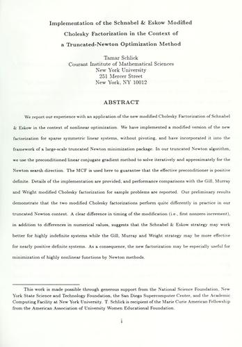 Implementation of the Schnabel & Eskow modified Cholesky factorization in the context of a truncated-Newton optimization method.
