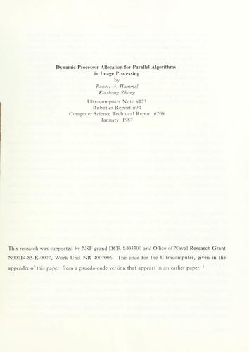 Dynamic processor allocation for parallel algorithms in image processing.