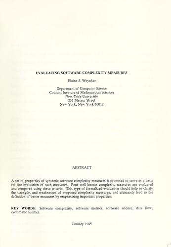 Evaluating software complexity measures.