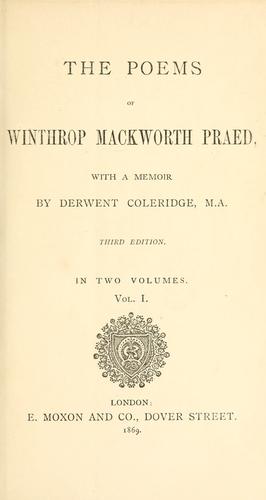 The poems of Winthrop Mackworth Praed