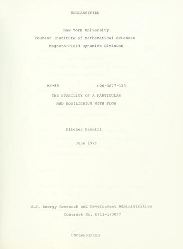 The stability of a particular MHD equilibrium with flow.