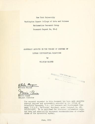 Algebraic aspects in the theory of systems of linear differential equations.