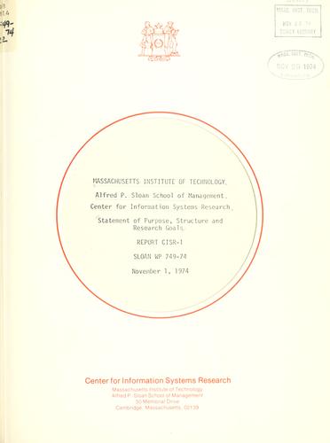 Statement of purpose, structure and research goals.