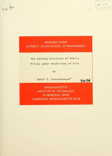 The optimum structure of public prices under conditions of risk