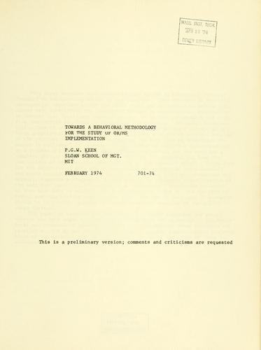 Towards a behavioral methodology for the study of OR/MS implementation