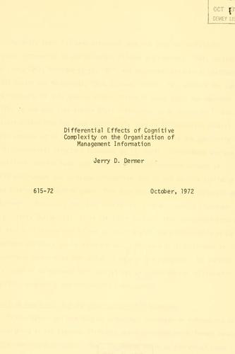 Differential effects of cognitive complexity on the organization of management information