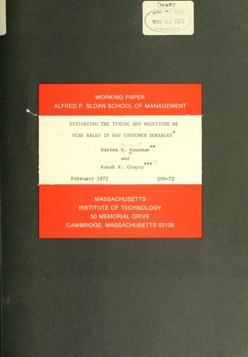 Estimating the timing and magnitude of peak sales in new consumer durables