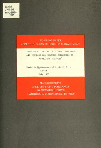 Patterns of overlap in opinion leadership and interest for selected categories of purchasing activity