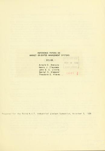 Reference papers on market oriented management systems