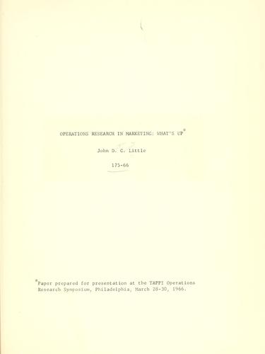 Operations research in marketing