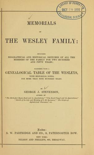 Memorials of the Wesley family